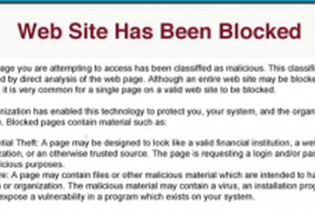 "Web Site Has Been Blocked!" page example.