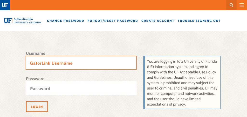 Jamf Connect Login - Gatorlink Window